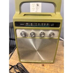 Vintage Electro-Brand Portable AM Radio Green Mid-Century Working AM/FM